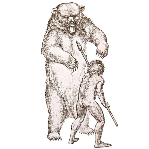 Рисунок охотника и пещерного медведя